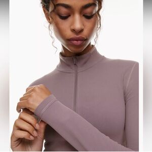 Aritzia Mauve Zip-Front Mock Neck Jacket